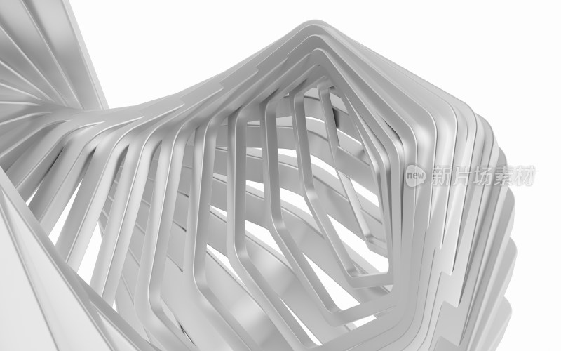 六边形金属框背景3D渲染