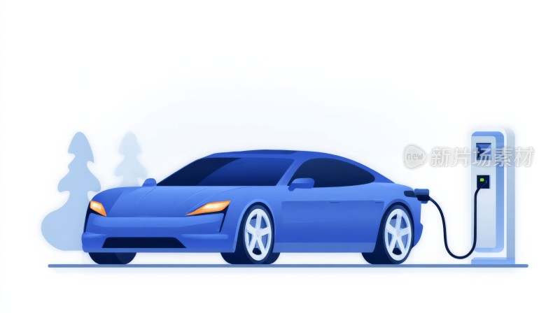 新能源汽车充电桩插画