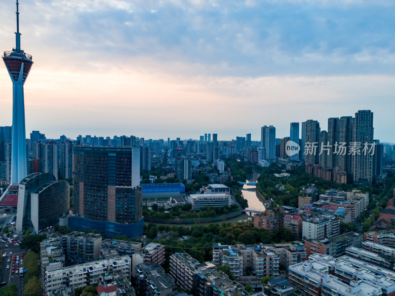 成都天府熊猫塔周边建筑交通航拍图