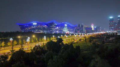 航拍四川成都环球中心夜景摄影图