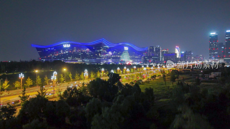 航拍四川成都环球中心夜景摄影图