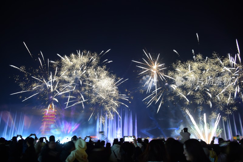 夜空中绽放的绚烂烟花