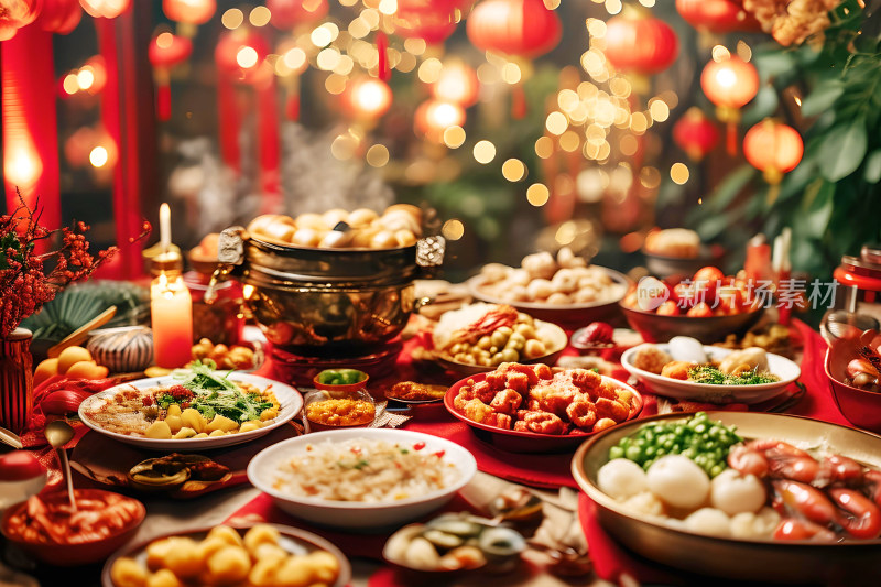 新年团圆庆祝年夜饭美食喜庆