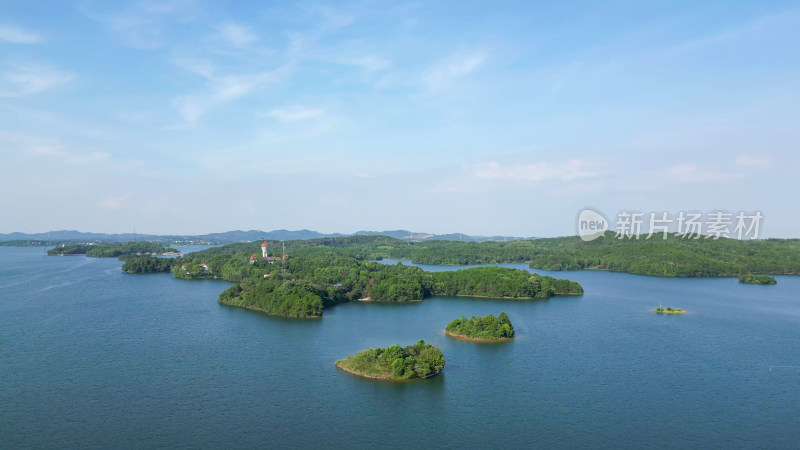 航拍湖北武汉黄陂区木兰湖景区