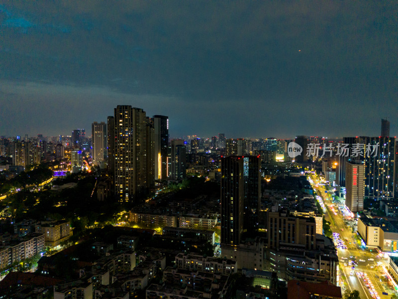 成都夜景交通航拍图