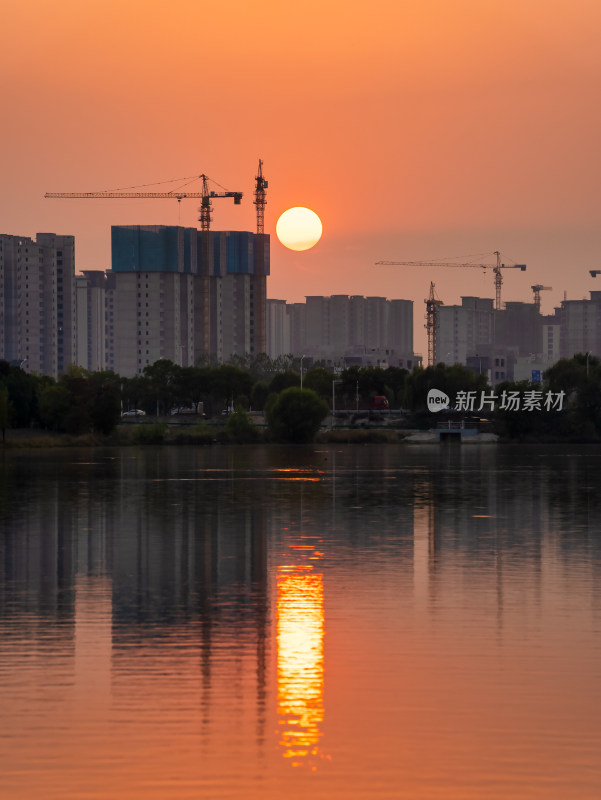 武汉东西湖区径河落日