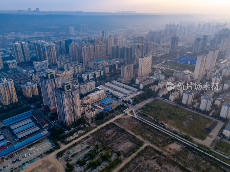 陕西宝鸡城市风光航拍图