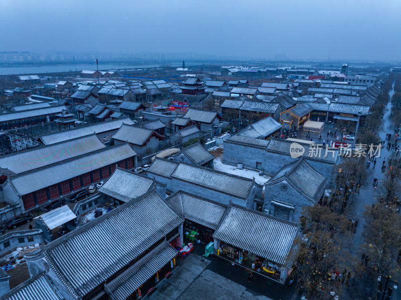 河南商丘古城雪景航拍