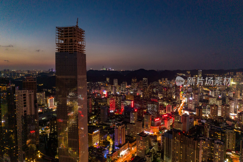 贵阳城市夜景晚霞航拍摄影图