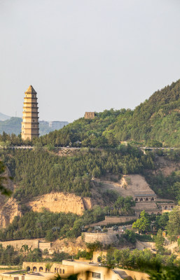 陕西延安宝塔山宝塔岭山寺塔摘星楼