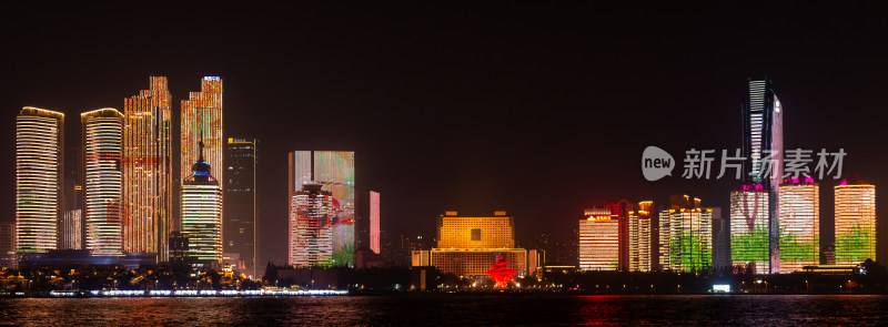 青岛奥帆中心五四广场夜景灯光秀风光