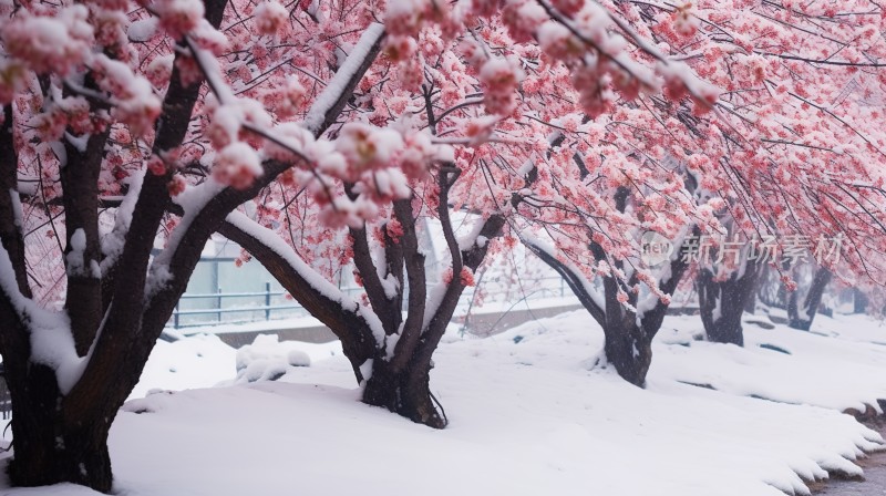 冬季唯美雪景海报背景配图高清摄影图