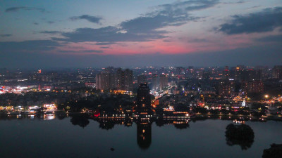 航拍四川眉山建设眉山夜景摄影图