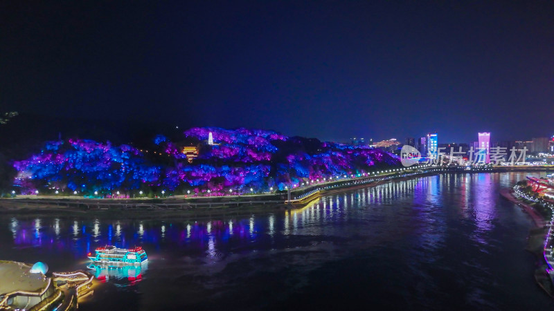 航拍四川宜宾夜景宜宾城市风光摄影图