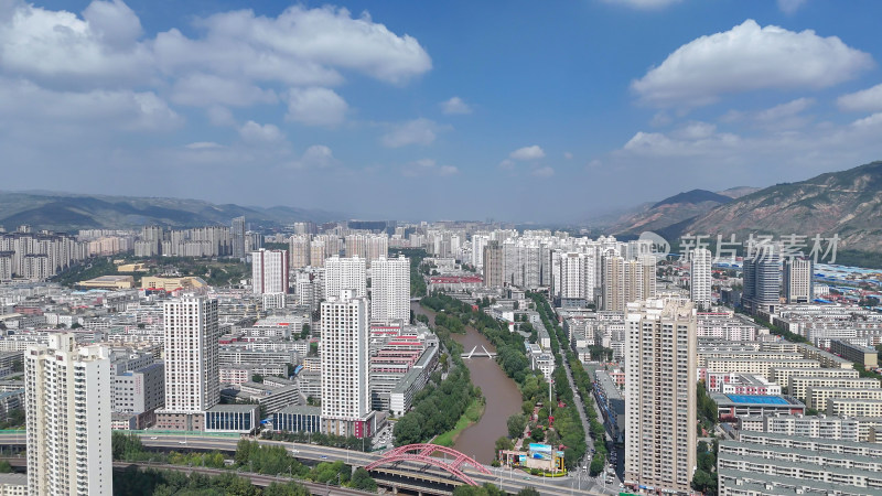 青海西宁大景青海城市建设航拍