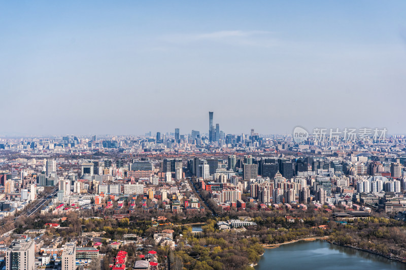 北京CBD建筑群玉渊潭公园城市风光