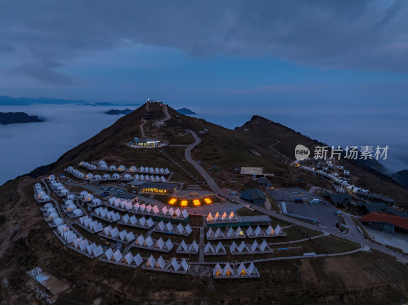 四川雅安牛背山云海云瀑贡嘎雪山高空航拍