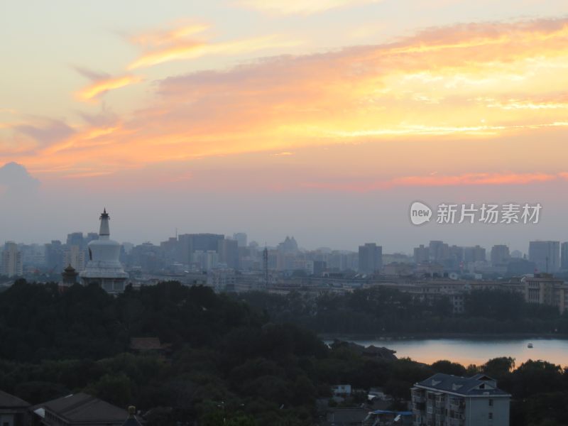 北京景山公园日落风景