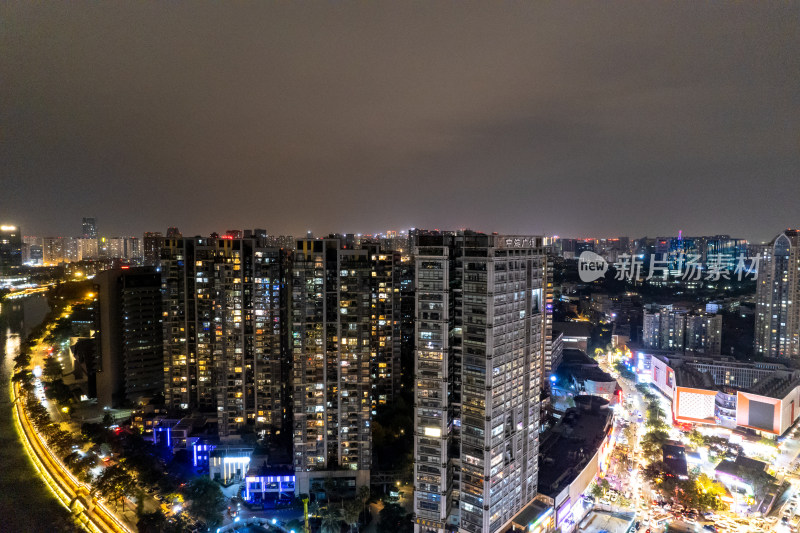 航拍四川成都城市夜景交通灯光