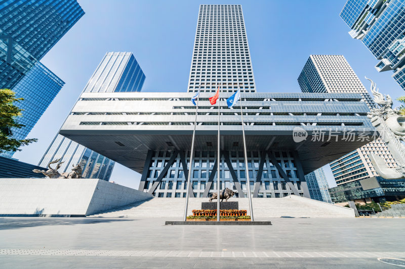 深圳证券交易所建筑外景金融牛铜像雕塑