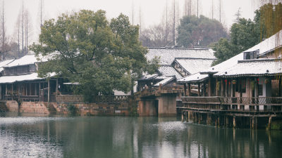 江南水乡古镇雪景