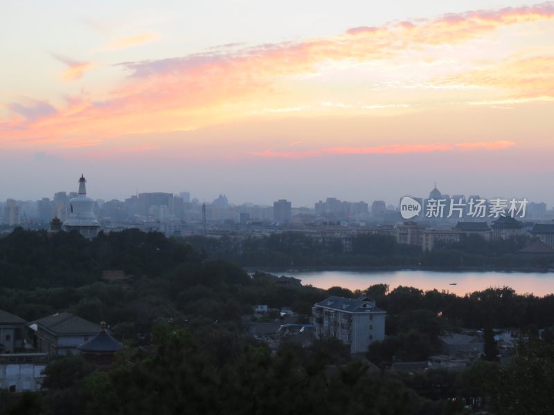 北京景山公园日落风景