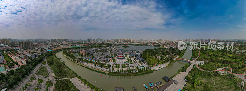 河北沧州城市风光南川街航拍全景区