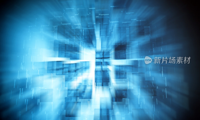 蓝色科技感方块光影背景