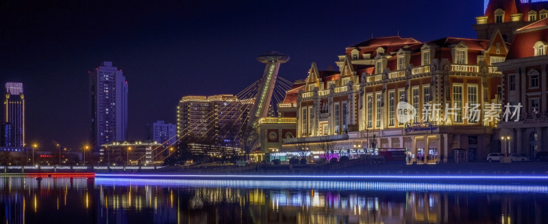 天津海河津湾广场夜景