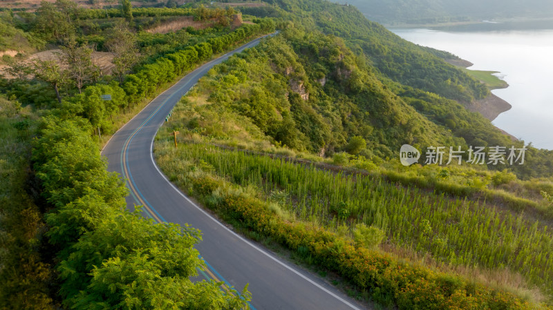 河南洛阳黄河岸边黄河一号旅游公路航拍