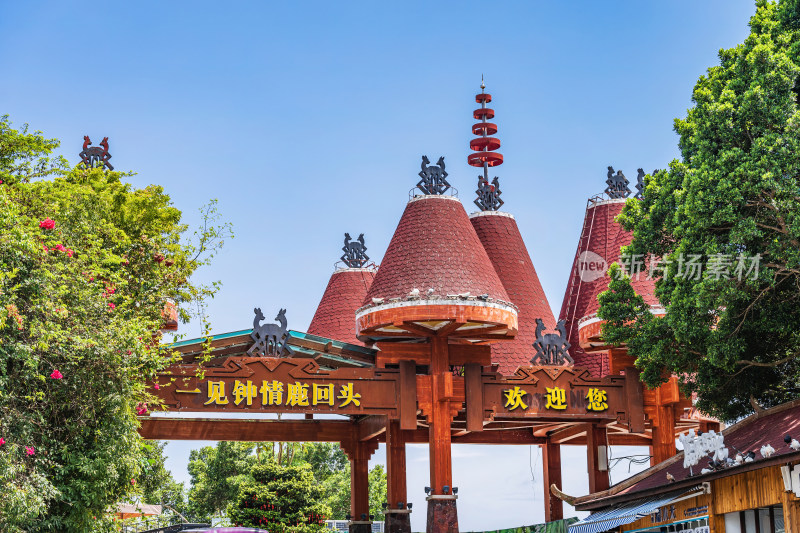 三亚市三亚湾鹿回头风景区游客中心建筑特写