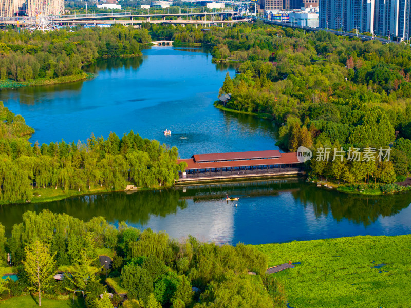 湖南长沙岳麓区洋湖湿地公园航拍