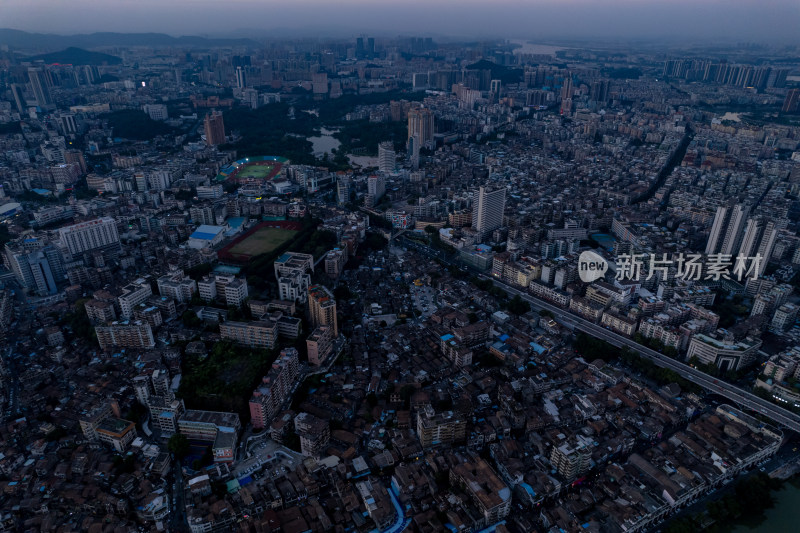 广东江门城市夕阳晚霞航拍摄影图