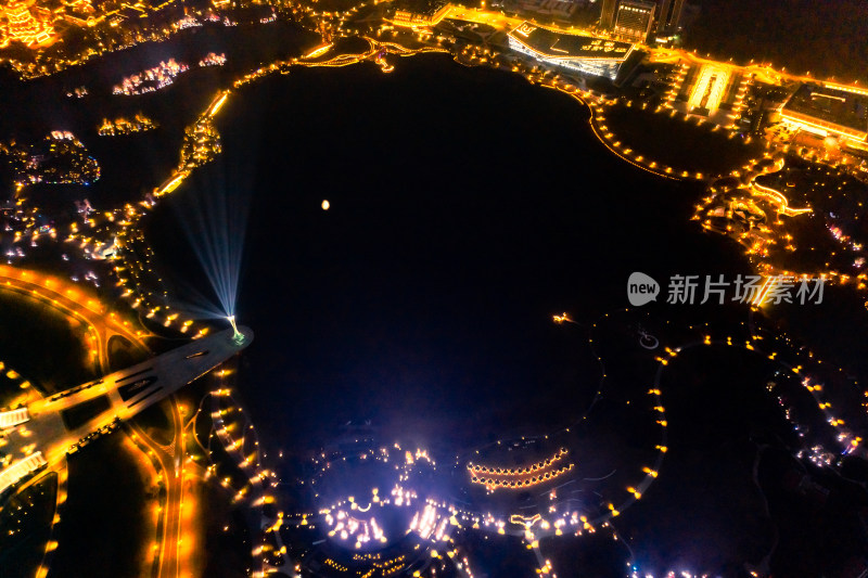 成都东安湖夜景航拍