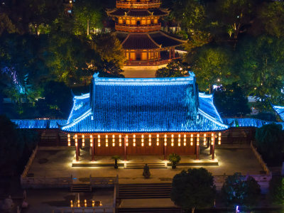 航拍苏州盘门景区中秋灯会夜景