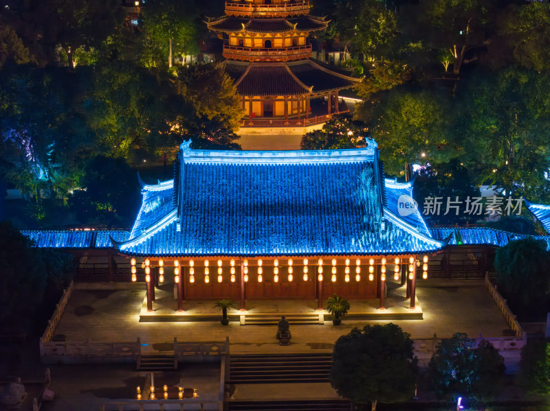 航拍苏州盘门景区中秋灯会夜景