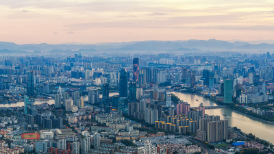 宁波城市江北湾头航拍夜景