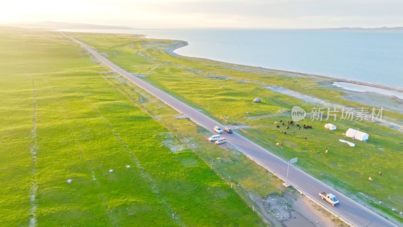 青海湖环湖公路航拍