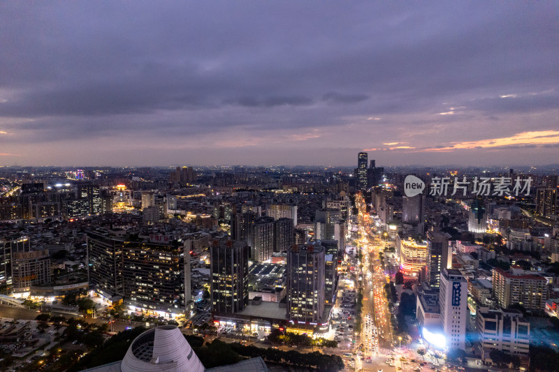 广东东湾夜幕降临夜景灯光航拍摄影图