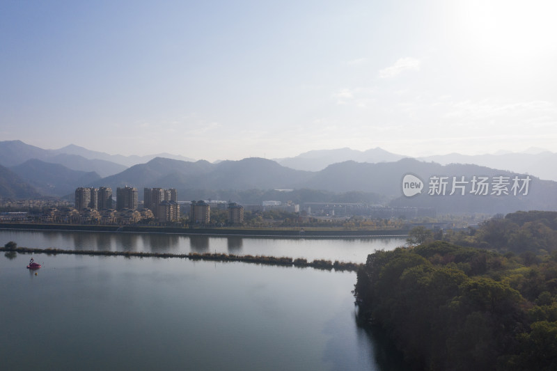 浙江丽水城区风光航拍全景