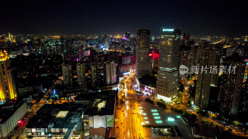 天津城市风光夜景航拍