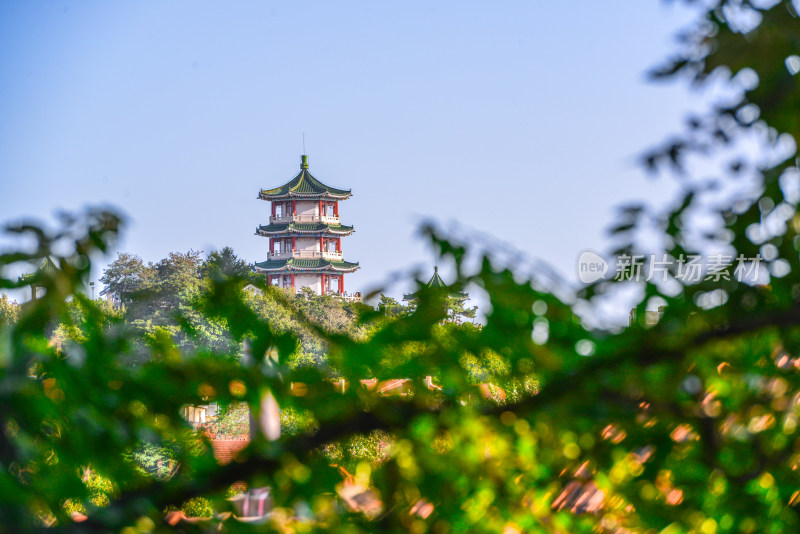 青岛小鱼山揽潮阁风景区风光