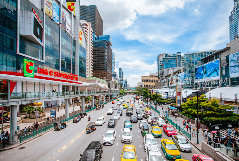 泰国曼谷市中心siam区的城市风光