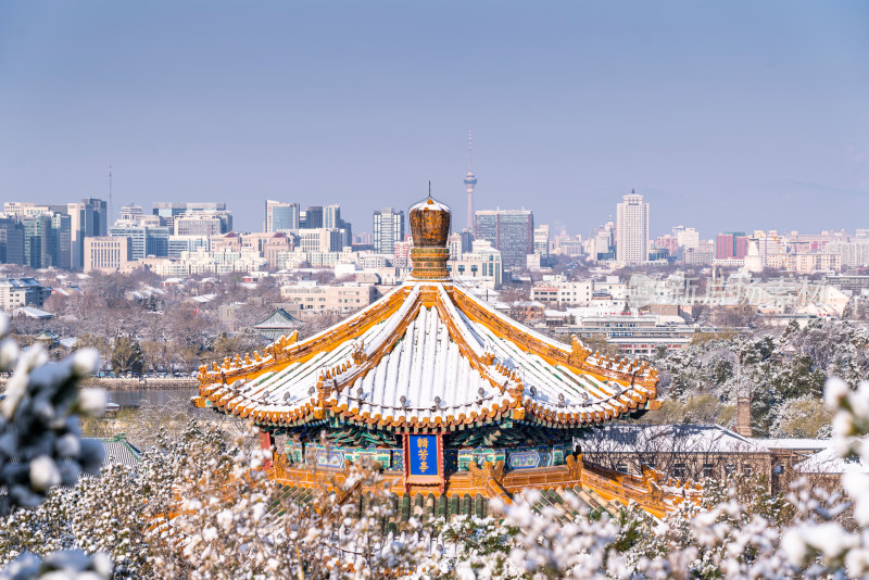 北京景山公园雪景