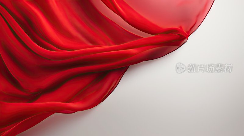 3D效果飘动的红色丝绸飘带背景素材