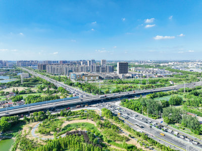 航拍江苏苏州昆山城市建筑风光大景