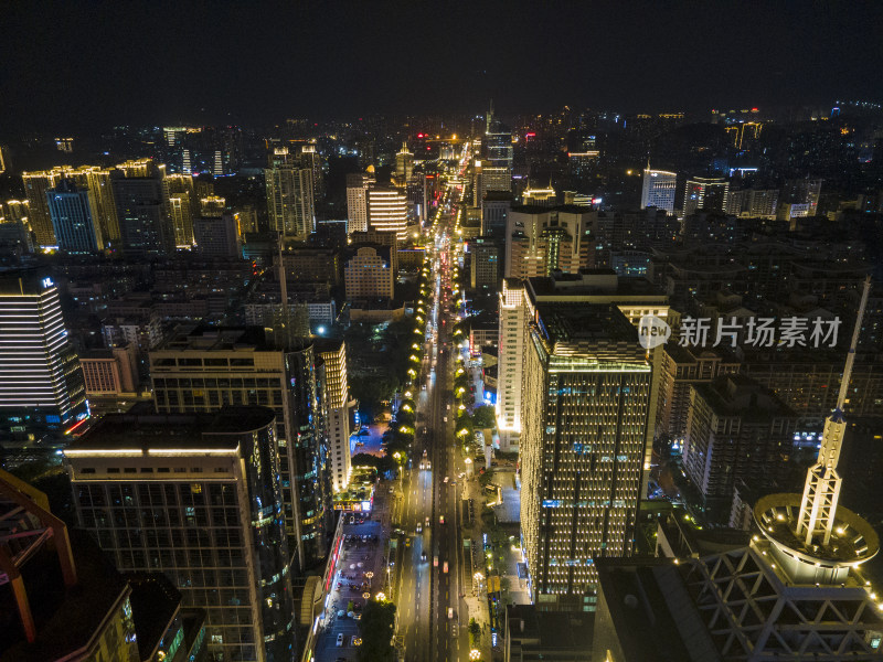 福建福州五四路夜景航拍摄影图