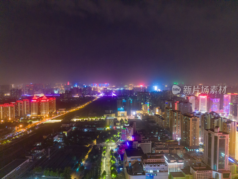 河北石家庄城市夜景灯光航拍摄影图