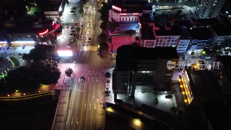 航拍广东省东莞市清溪镇夜景城市风光