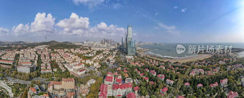 中国山东青岛城市风光全景航拍摄影图